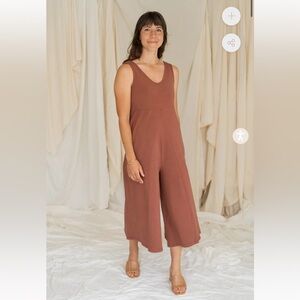 Mien studios lakeside wide leg jumpsuit - rosewood - XS